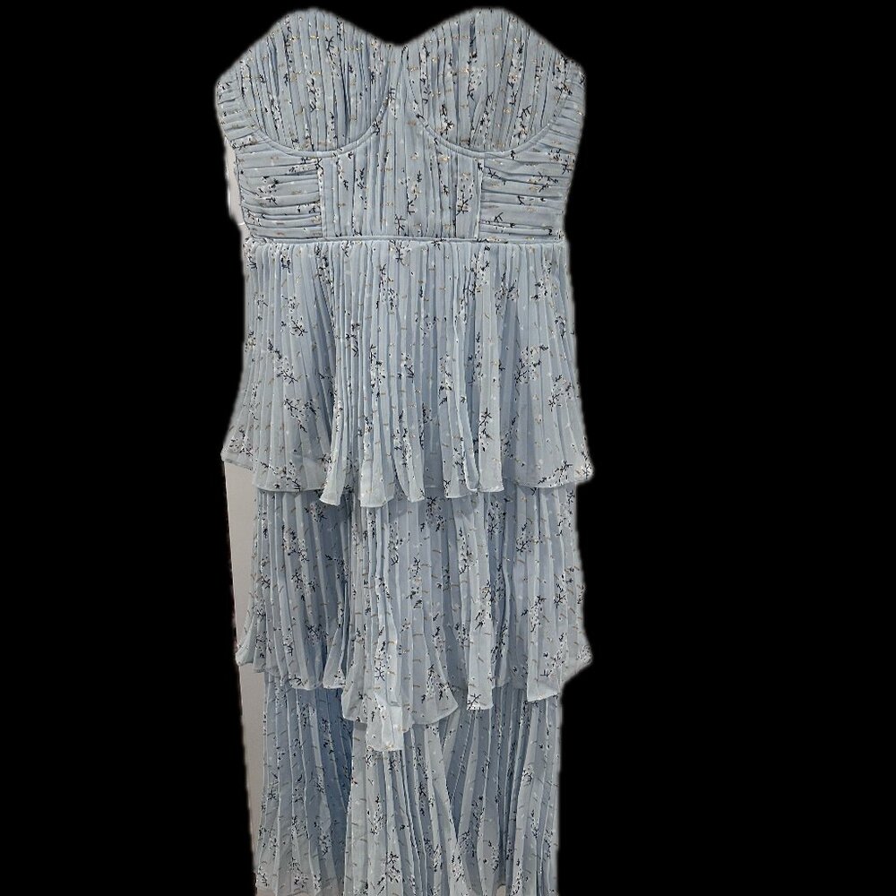 Self-Portrait Metallic Floral Tiered Midi Dress - Picture 2 of 10